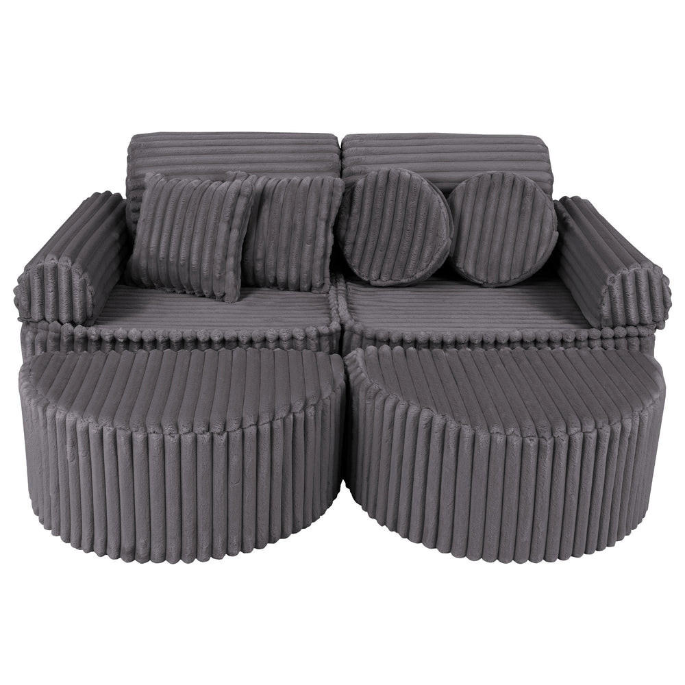 KINDERSOFA, Pocket Max, Taubengrau - Graphitfarben, Textil (120/25/60cm) - MeowBaby