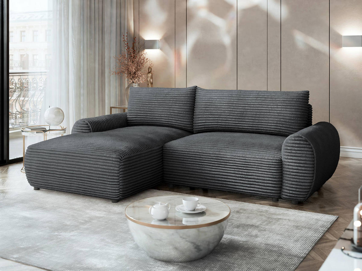 ECKSOFA Bello, Seite: Links - Schwarz/Grau, Holz/Kunststoff (267/177cm) - MIRJAN24