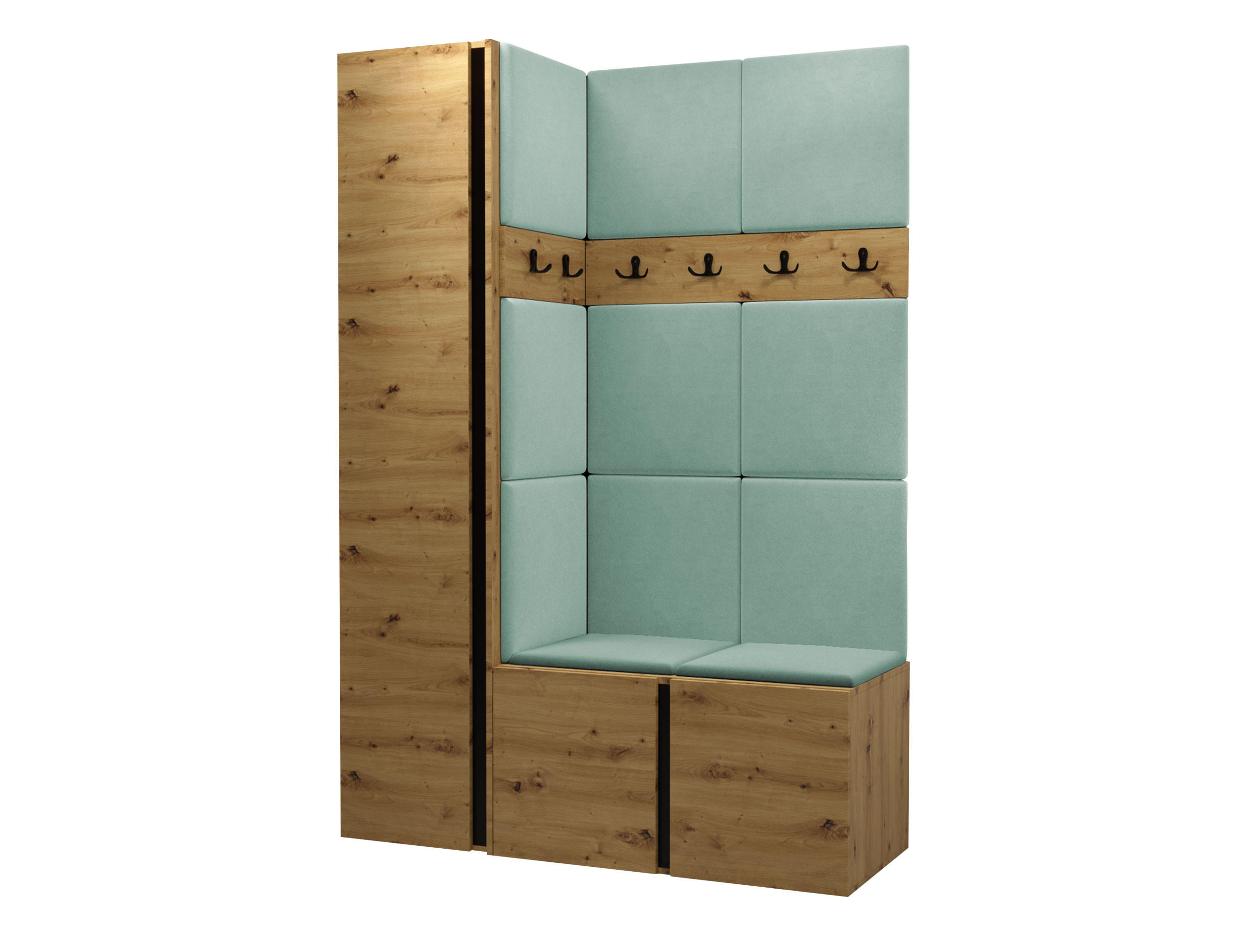 GARDEROBEN-SET Orion IX - Eiche Artisan/Mintgrün, Holzwerkstoff/Kunststoff (124/186/46cm) - MIRJAN24