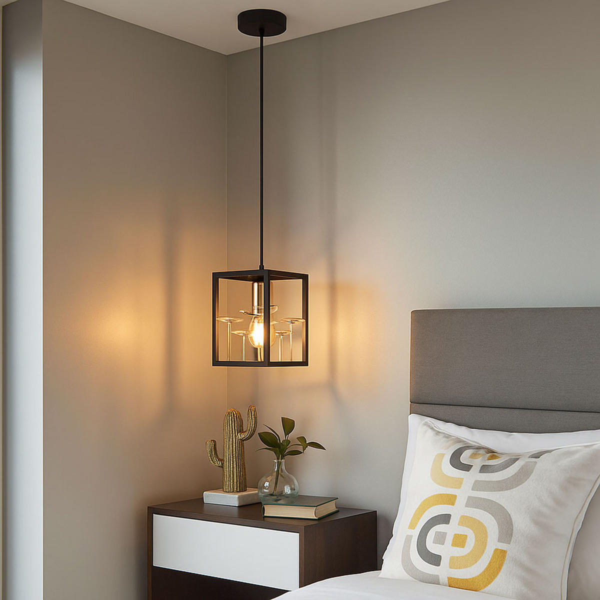 LED HÄNGELEUCHTE Kristalle Schwarz Gold Rauch - Schwarz, Metall (15/15/120cm) - Globo Lighting