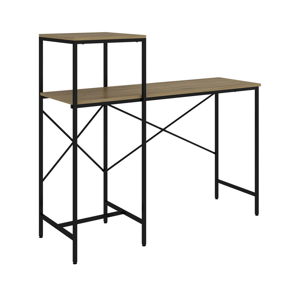 SCHREIBTISCH Fyrk, Eiche rustikal, 120 x 40 cm - Wildeiche/Schwarz, Holzwerkstoff (40/120/75cm) - Vicco