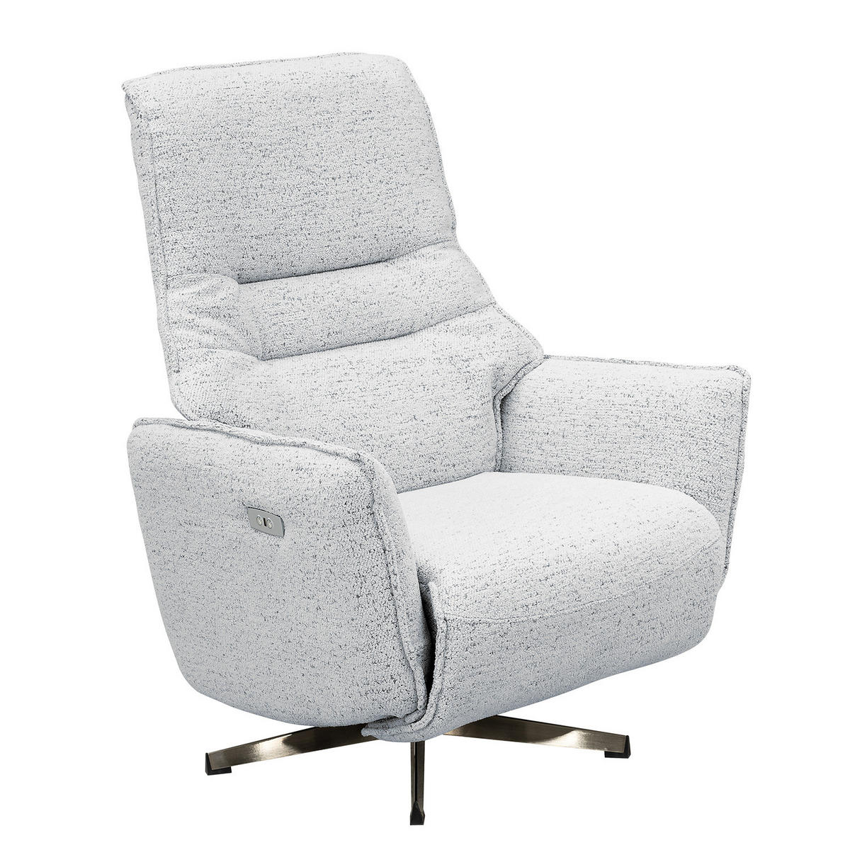 RELAXSESSEL - Bouclé / Eisen - Weiß / Schwarz - Silberfarben/Schwarz, Textil/Metall (81/112/80cm) - home24