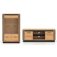 WOHNZIMMER-SET Urso X-teilig Gold Craft Eiche / Schwarz - Eichefarben/Schwarz, Holz/Holzwerkstoff (242/141/40cm) - Feldmann-Wohnen