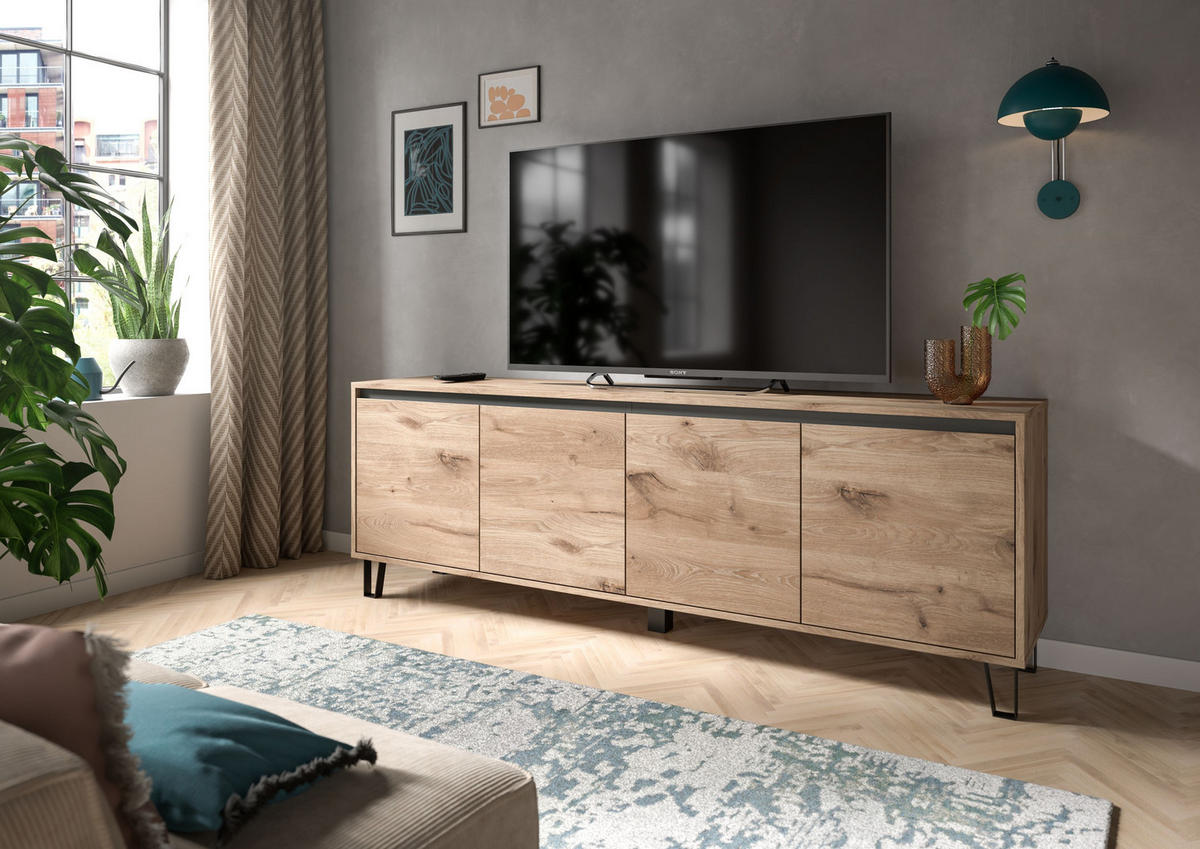 LOWBOARD BALTON (B/H/T: ca. 184/64/40 cm) in Viking Oak Nachbildung/Viking Oak Nachbildung - Eichefarben, Holzwerkstoff (184/64/40cm)