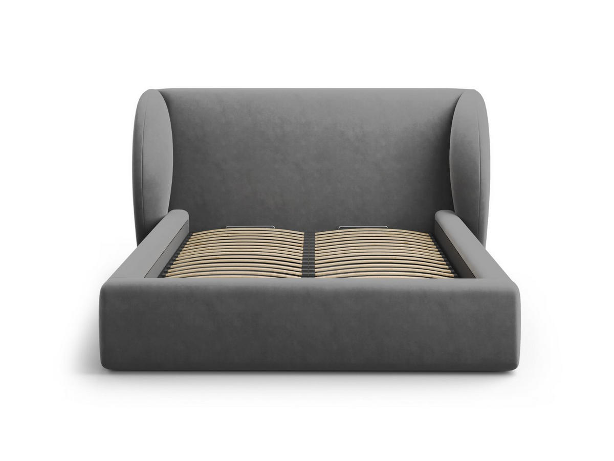 BETT mit Bettkasten und Kopfteil Miley aus Samt grau 200x200cm - Grau, Textil (200/200cm) - Micadoni