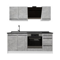 ENOTNA KUHINJA R-Line, Beton/Bela, 180 cm, DP Antracit - siva/bela, leseni material (180/206.8/60cm) - Vicco