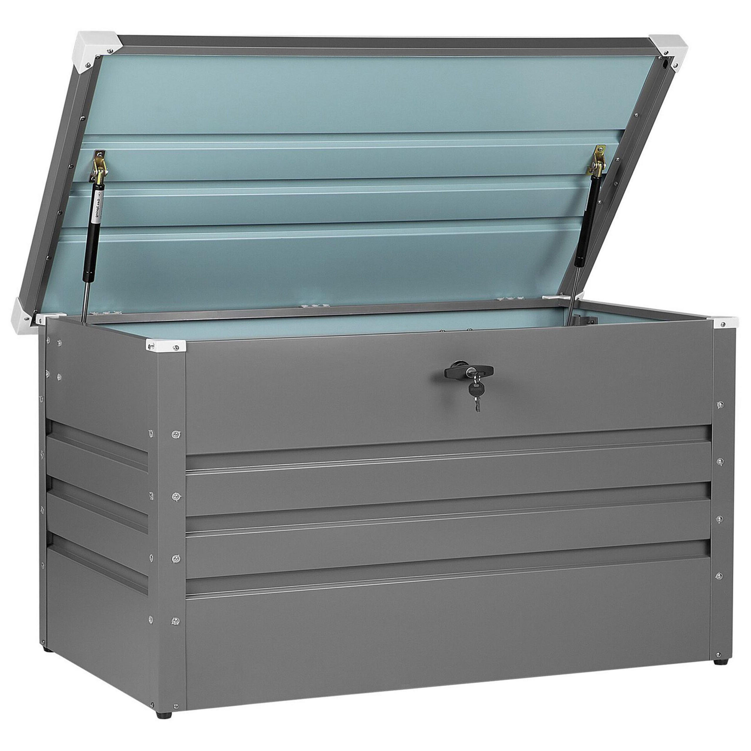 AUFLAGENBOX Stahl grau 132/62 cm Cebrosa - Grau, Metall (132/64/62cm) - Beliani