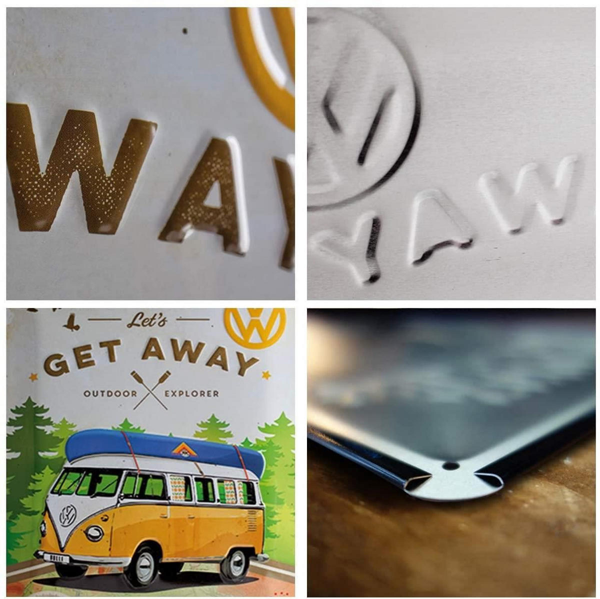 BLECHSCHILD 30/40 cm Volkswagen VW Bulli Let's Get Away! - Multicolor, Metall (30/40/0.2cm) - Nostalgic-Art