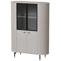 VITRINE Zalia mit Glastüren und Stauraum, mit LED-Beleuchtung, im Retro-Stil, 112 cm, Kaschmir - Kaschmir, Holzwerkstoff (112/155/40cm) - Beautysofa