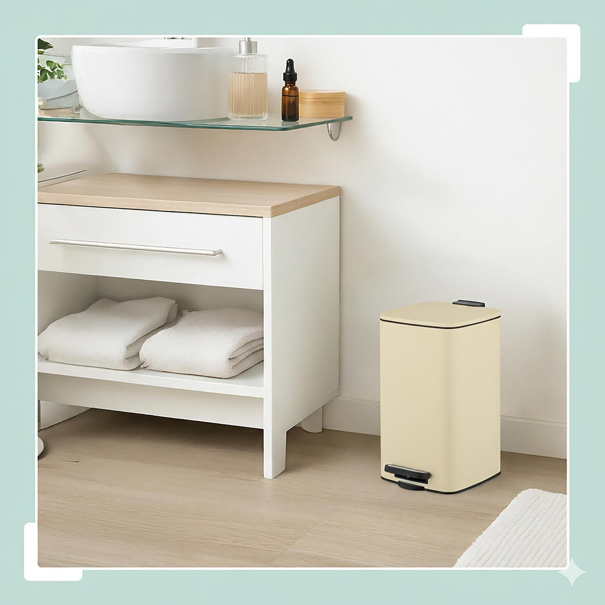 KOZMETICKÝ kôš - béžová, kov/plast (20/33.5/23.5cm) - Relaxdays