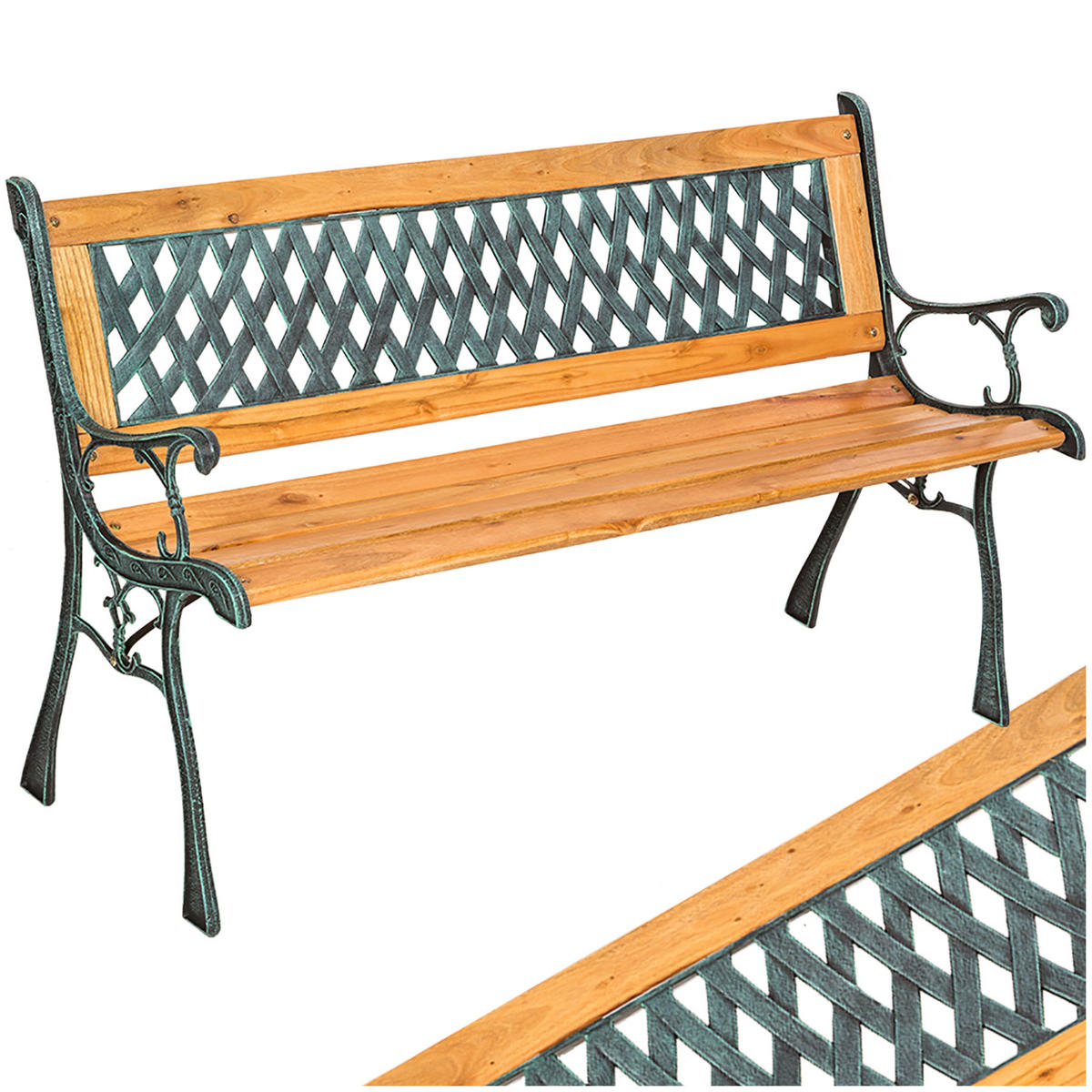GARTENBANK Tamara,128 x 51 x 73 cm,braun - Braun, Holz (51/73/128cm) - tectake