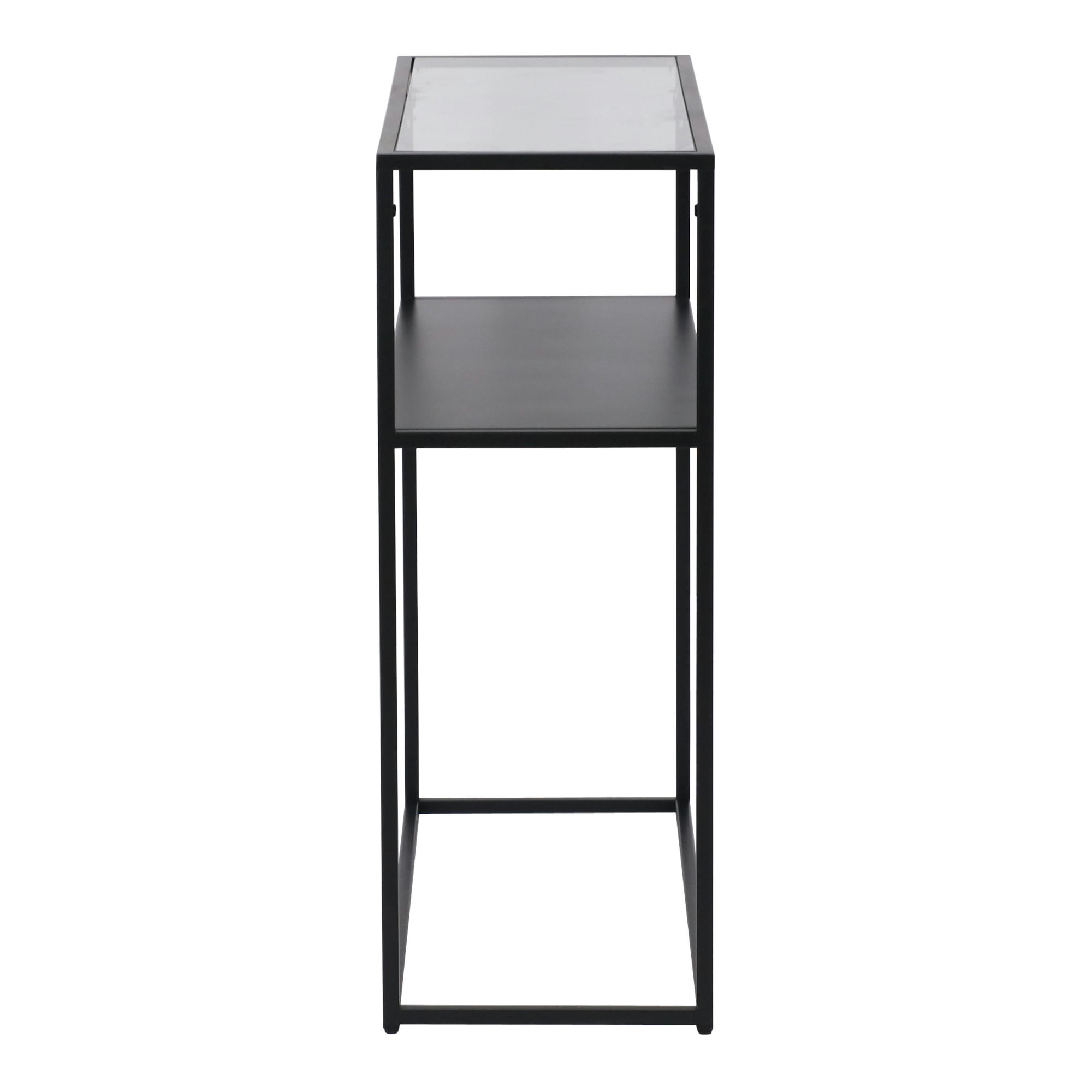 KONSOLENTISCH Kuhmo - Transparent/Schwarz, Glas/Metall (30/80/80cm) - [en.casa]