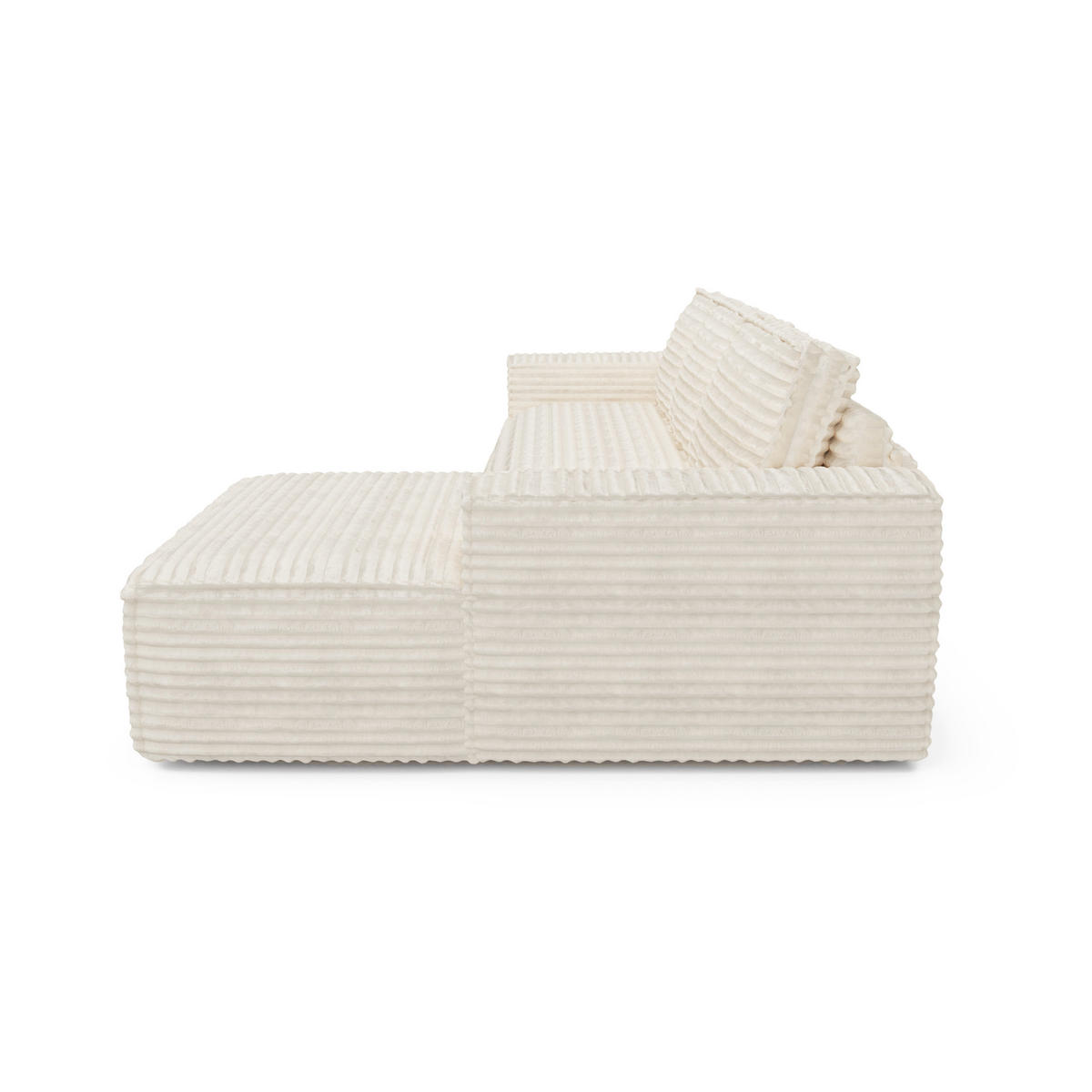ECKSOFA RECHTS Gerippter Samt Creme 302cm - Creme, Textil (302/165cm) - Sia Home