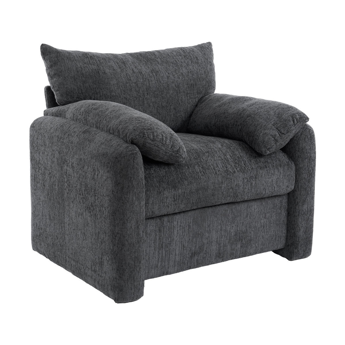 SESSEL Chenille mit breiter Sitzfläche 96/82/84 cm Grau - Grau, Textil (82/84/96cm) - Redom