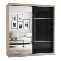 SCHIEBETÜRENSCHRANK - BEN 31 203 CM (Sonoma + Schwarz) - Schwarz/Sonoma Eiche, Holzwerkstoff/Metall (203/218/61cm) - Möblo