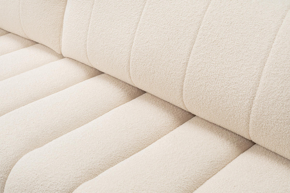 ECKSOFA Baloo mit Schlaffunktion und Bettkasten, komfortable Polsterung, Stoffbezug, lose Rückenkissen, freistehend, LINKS, 176x276x88 cm, Cream - Creme, Holz/Textil (176/276cm) - DomoHome