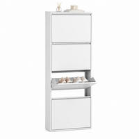 SCHUHSCHRANK mit 4 Klappen 55 x 15 x 139,5 cm Metall White - Weiß, Metall (15/139/55cm) - Beauniv