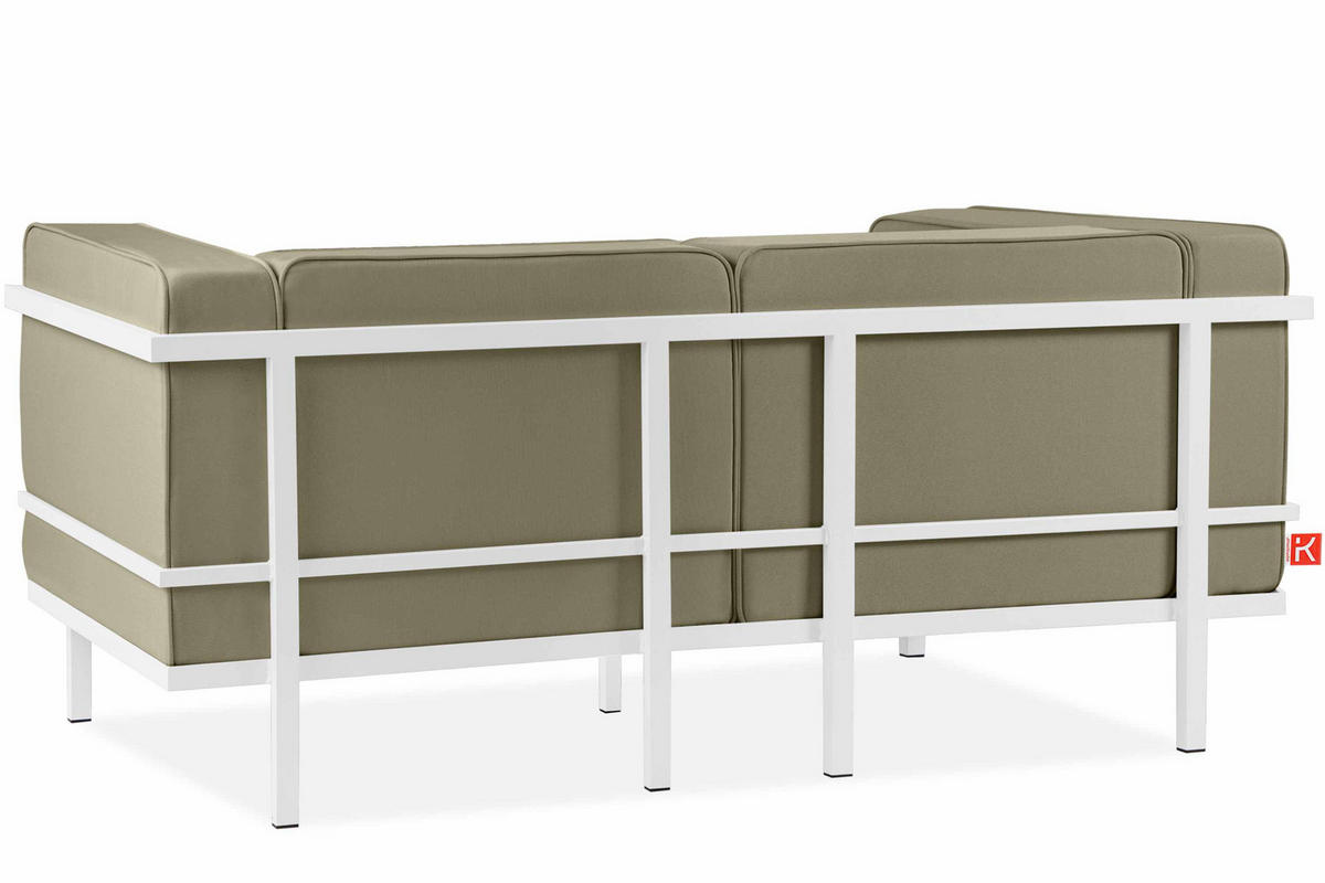 GARTENSOFA TRIGLO 2-Personen, Stahlrahmen, Modern, Weiß/Beige - Beige/Weiß, Textil/Metall (164/70/69cm) - KONSIMO®