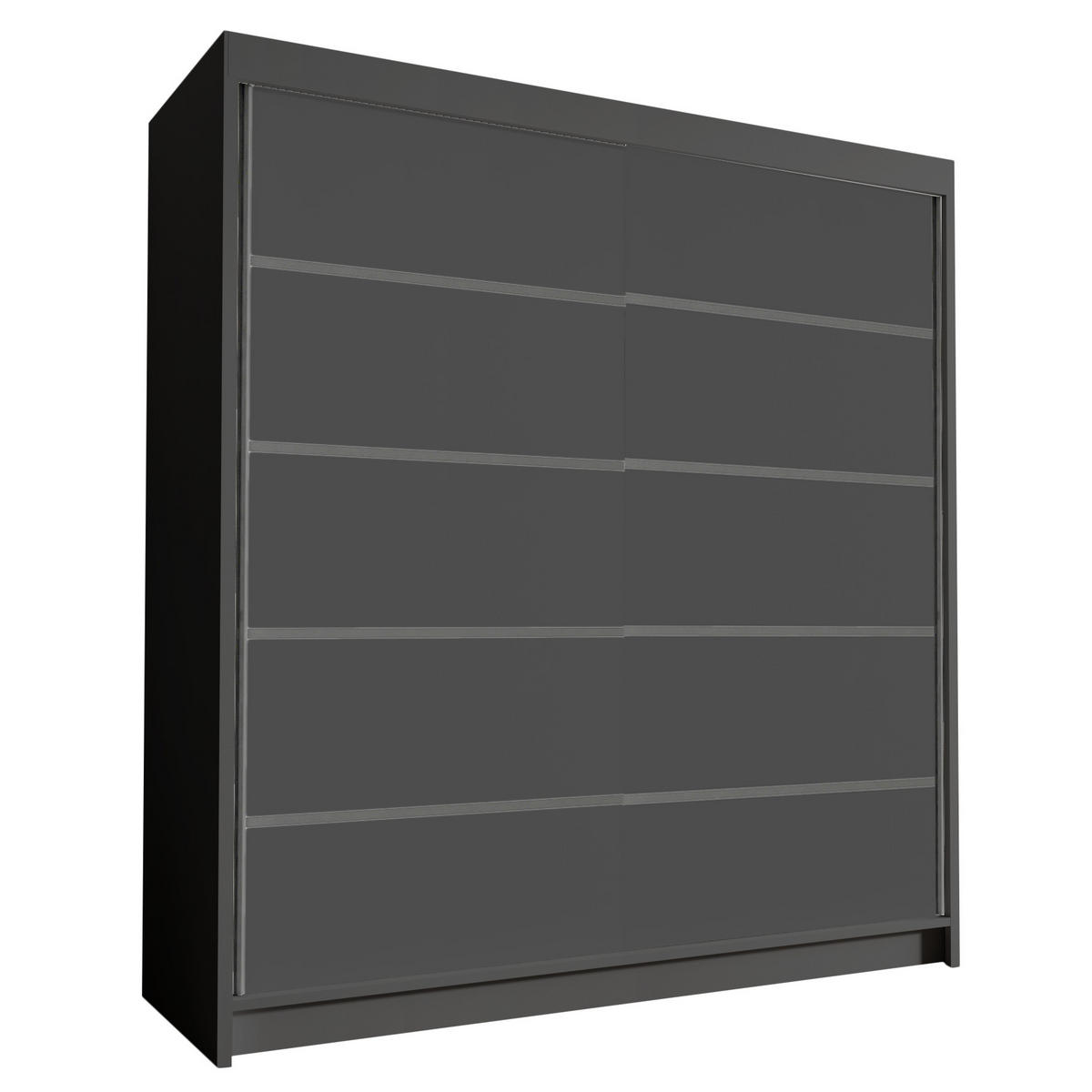 SCHWEBETÜRENSCHRANK Harry IV - 180 cm - Schwarz, Holzwerkstoff/Metall (180/215/58cm) - Sofnet