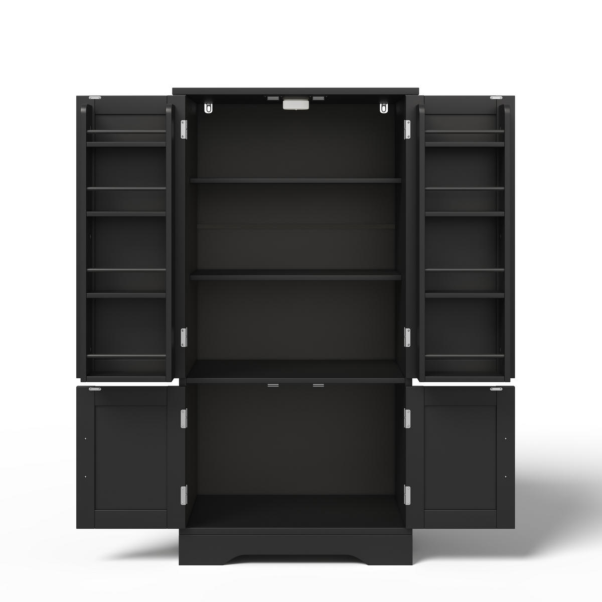 HOCHSCHRANK aus MDF mit 4 Türen, LED-Sensorlicht, 60/40/120 cm, Schwarz - Schwarz, Holzwerkstoff (40/120/60cm) - Redom