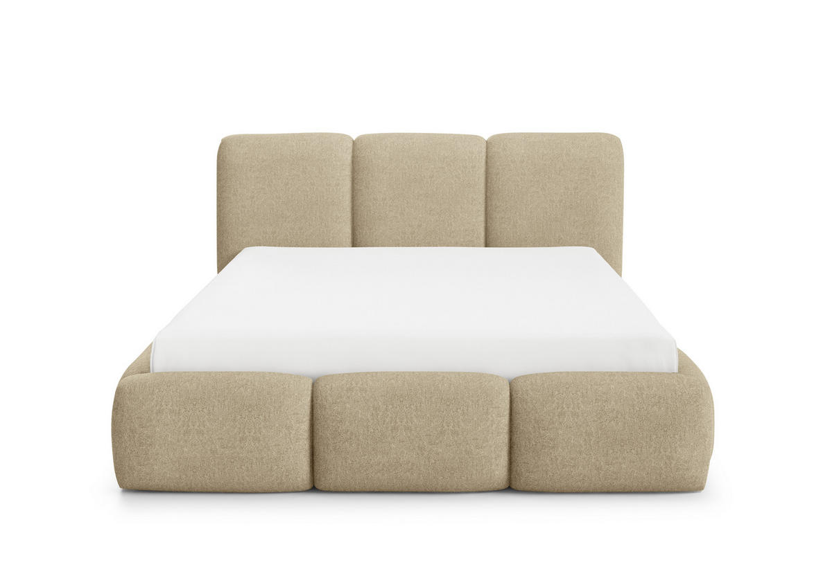 POLSTERBETT BOVA 180x200 cm mit Bettkasten,Lattenrost,Doppelbett,Boxspringbett-Optik-Beige - Beige, Holz (180/200cm) - Furnistar