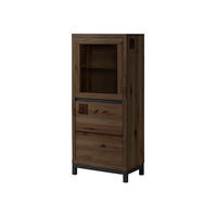 VITRINE Kernbuche 65x40x148 tabacco braun geölt VILLANDERS #204 - Braun, Holz (65/148/40cm) - Massivmoebel24