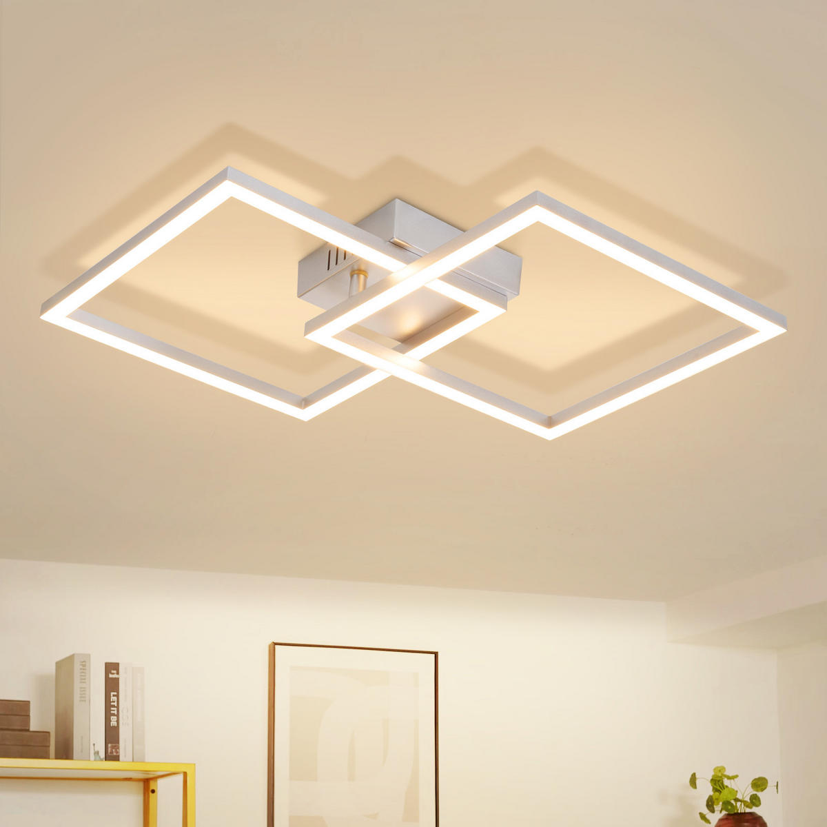 LED DECKENLEUCHTE Felwynne 39.5/39.5/6.7 cm - Silberfarben, Kunststoff (39.5/39.5/6.7cm) - ZMH