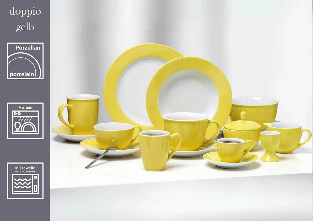 EINSTEIGER-SET Doppio Gelb 16er Set - Gelb, Keramik (1/1/1cm) - Ritzenhoff Breker