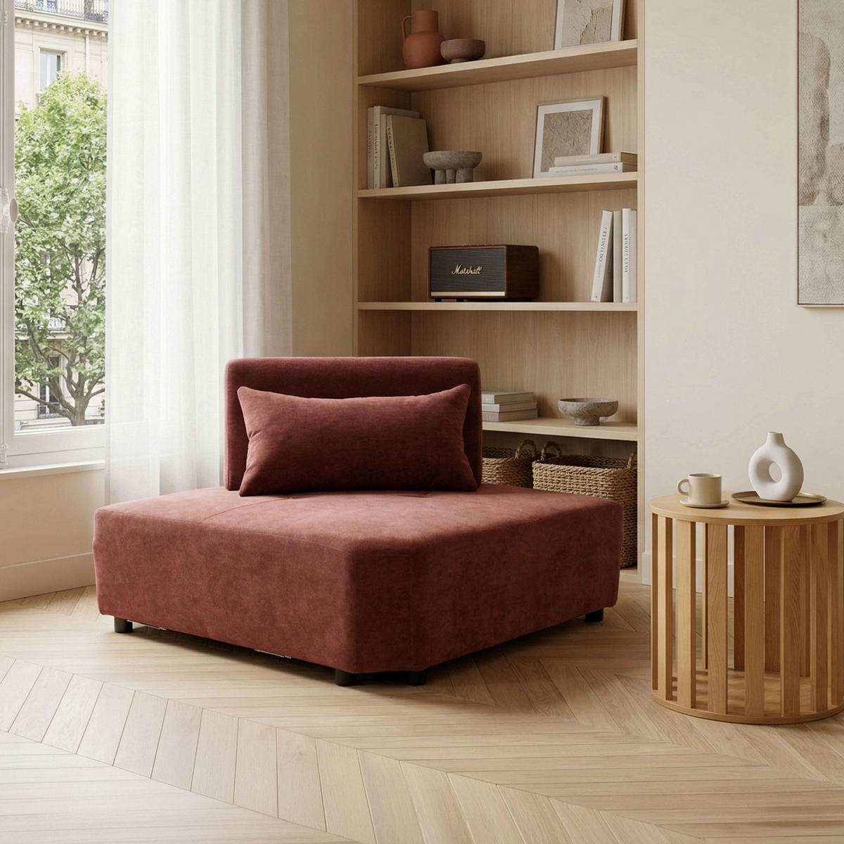 ECKSESSEL, Rot - Rot, Textil (170/82/117cm) - Oviala
