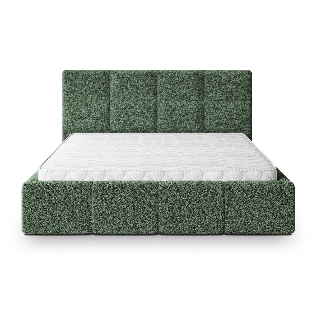 POLSTERBETT COMO Q 120x200 cm mit Bettkästen - Grün - Grün, Holz/Textil - MASSENO