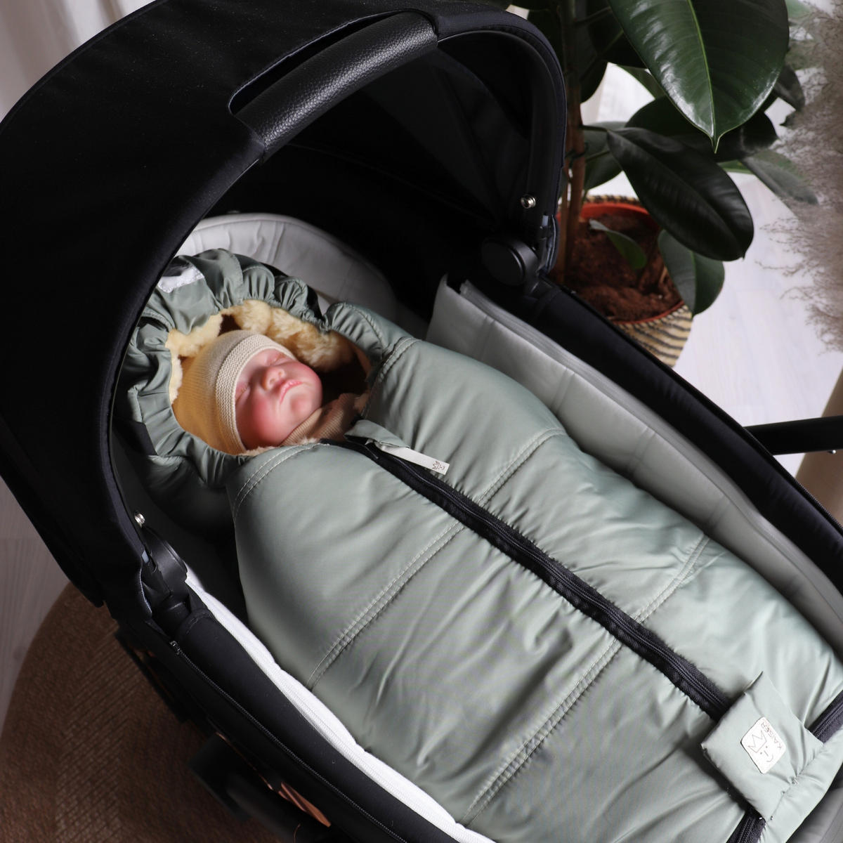 LAMMFELL-BABYSCHALENFUSSSACK Naadja, salbei green - Salbeigrün, Fell (39/10/80cm) - Kaiserbaby