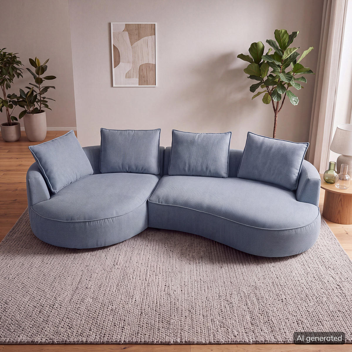 BIGSOFA - Blau, Kunststoff/Textil (322/82/154cm) - home24