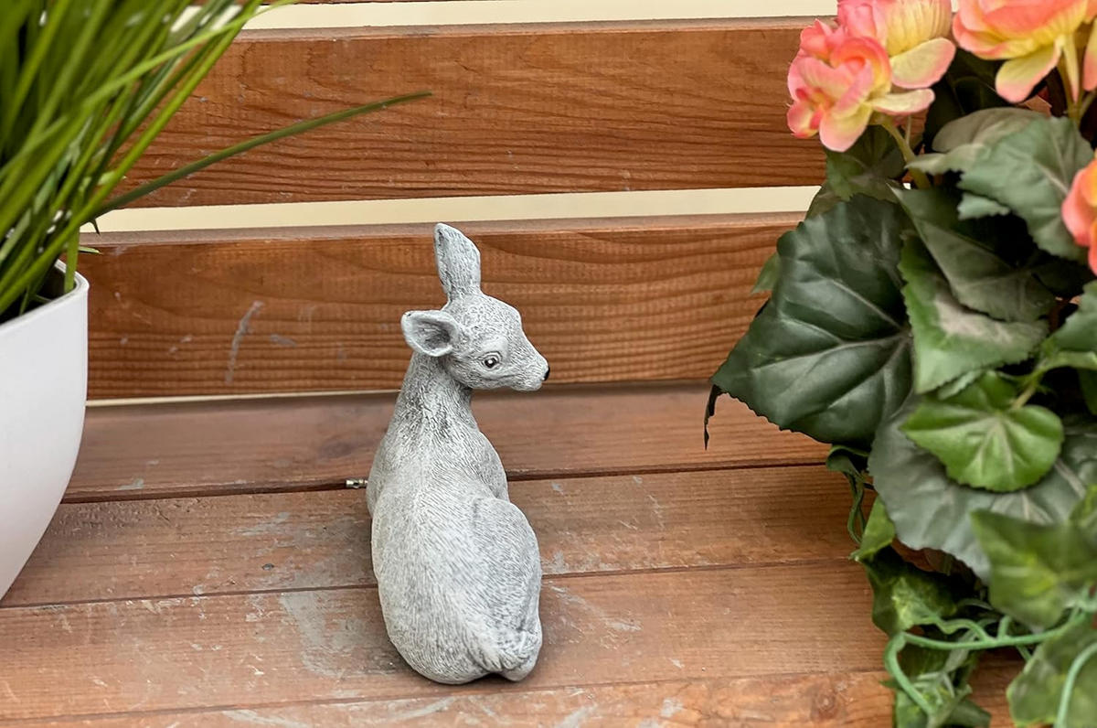 STEINFIGUR Reh klein frostfest Steinguss - Grau, Stein (12/11/6cm) - stoneandstyle