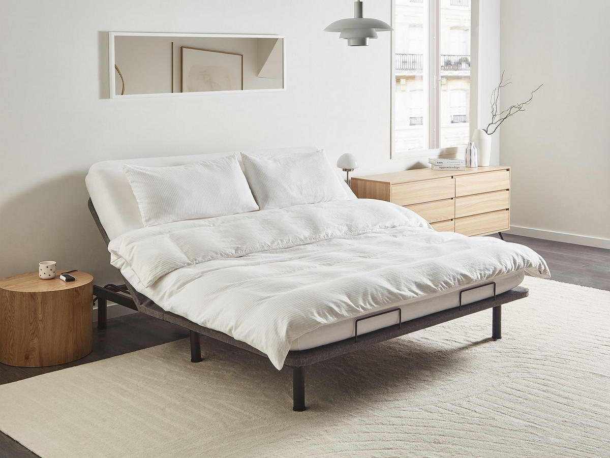 LATTENROST elektrisch verstellbar BRUNOY 180/200 cm Grau - Schwarz/Grau, Metall (180/200cm) - Beliani