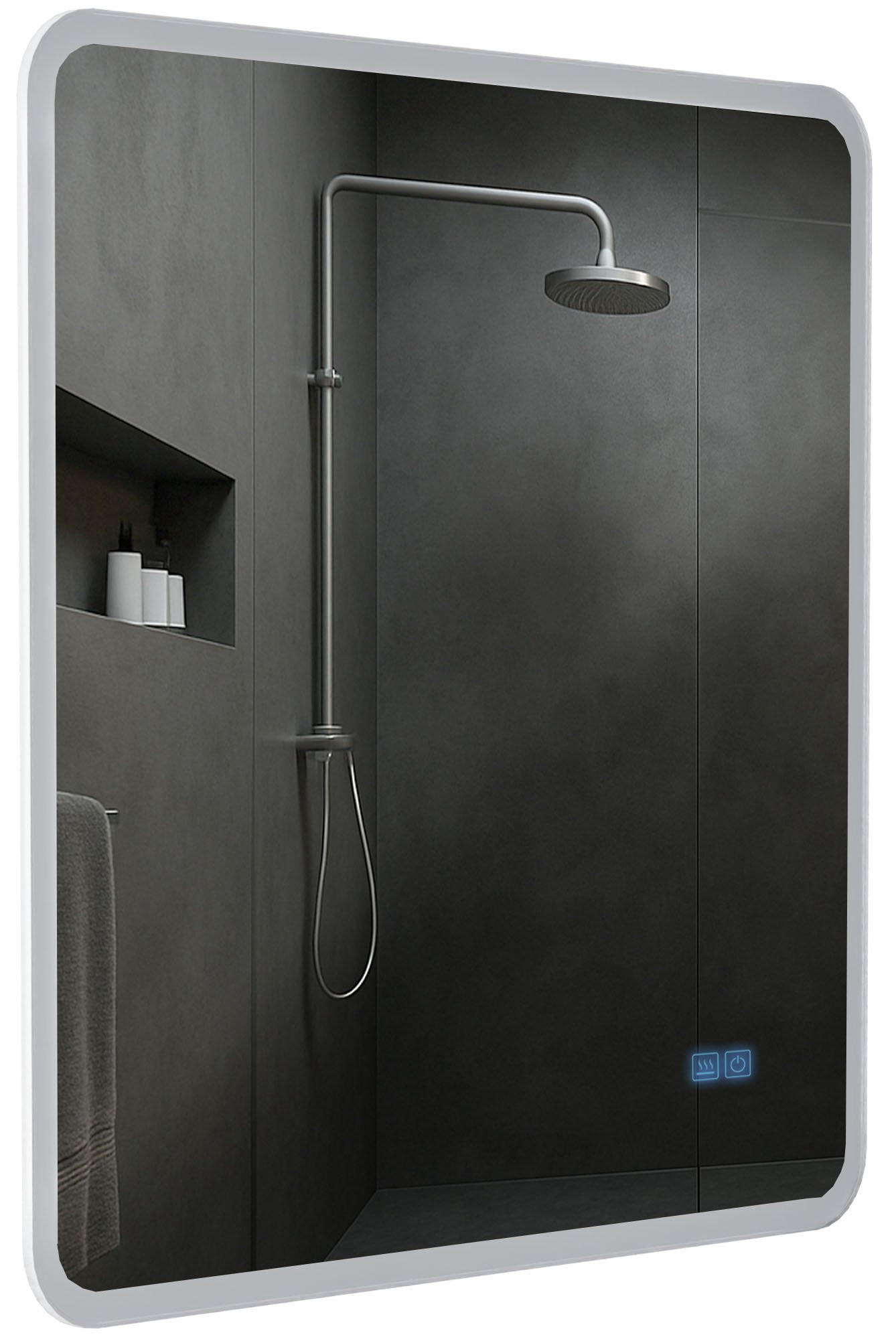 BADSPIEGEL Wien 80x80 Bluetooth 80x3,5x80cm Glas Klarglas Badezimmerspiegel - Klar, Glas (80/80/3.5cm) - DELUKE