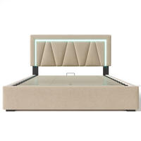 POLSTERBETT 160/200 cm in Beige Leinen mit Matratze - Beige, Holz/Textil (160/200cm) - KOMHTOM