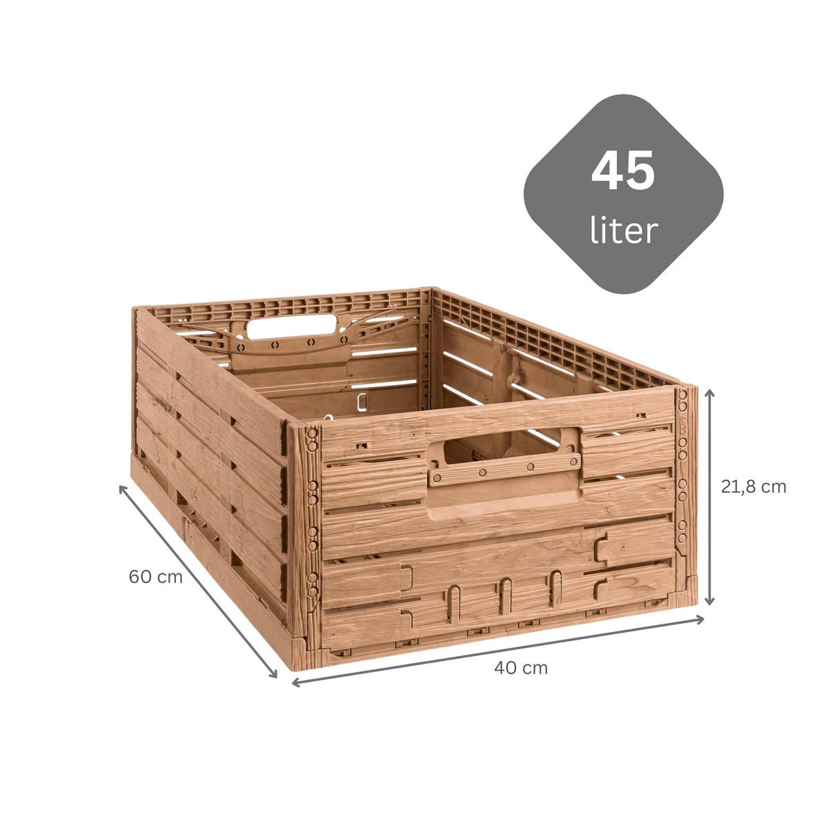 KLAPPBOX Active Lock Holzdekor, HxBxT 21,8x40x60cm,Braun, 44,8 Liter - Braun, Kunststoff (40/21.8/60cm) - PROREGAL