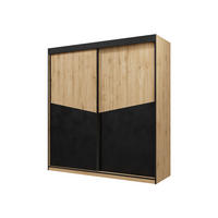 SCHIEBETÜRENSCHRANK Aston 01 - Eichefarben/Schwarz, Holzwerkstoff (200/215/65cm) - MIRJAN24