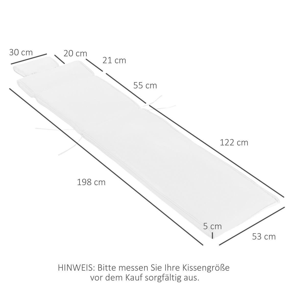 SITZKISSEN, Polyester, Cremeweiß - Creme, Naturmaterialen/Kunststoff (53/5/198cm) - Outsunny
