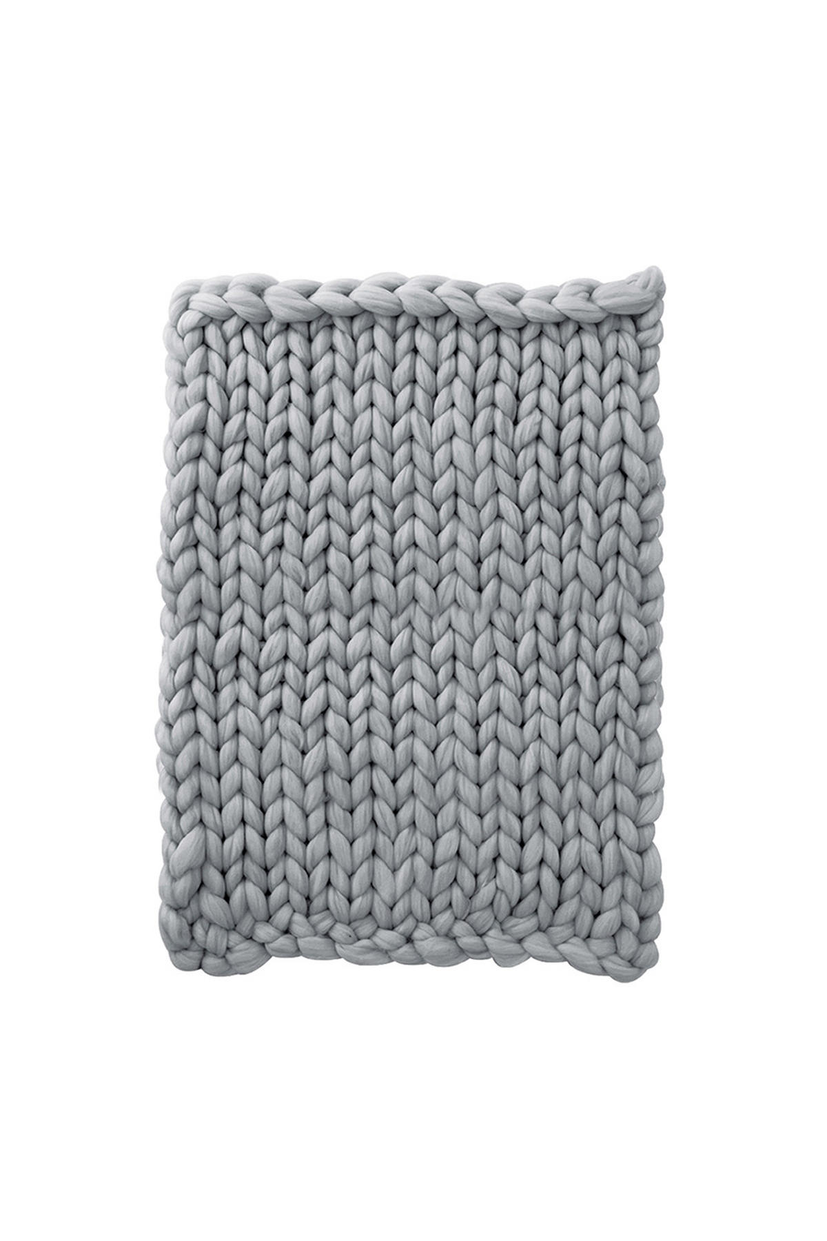 DECKE mit groben Webtechnik handgewebt Gestrick aus Polyester in Grau Rechteckig Warm & Dekorativ Pflegeleicht 120 x 150 cm - Grau, Textil (120/150cm) - Livingandhome