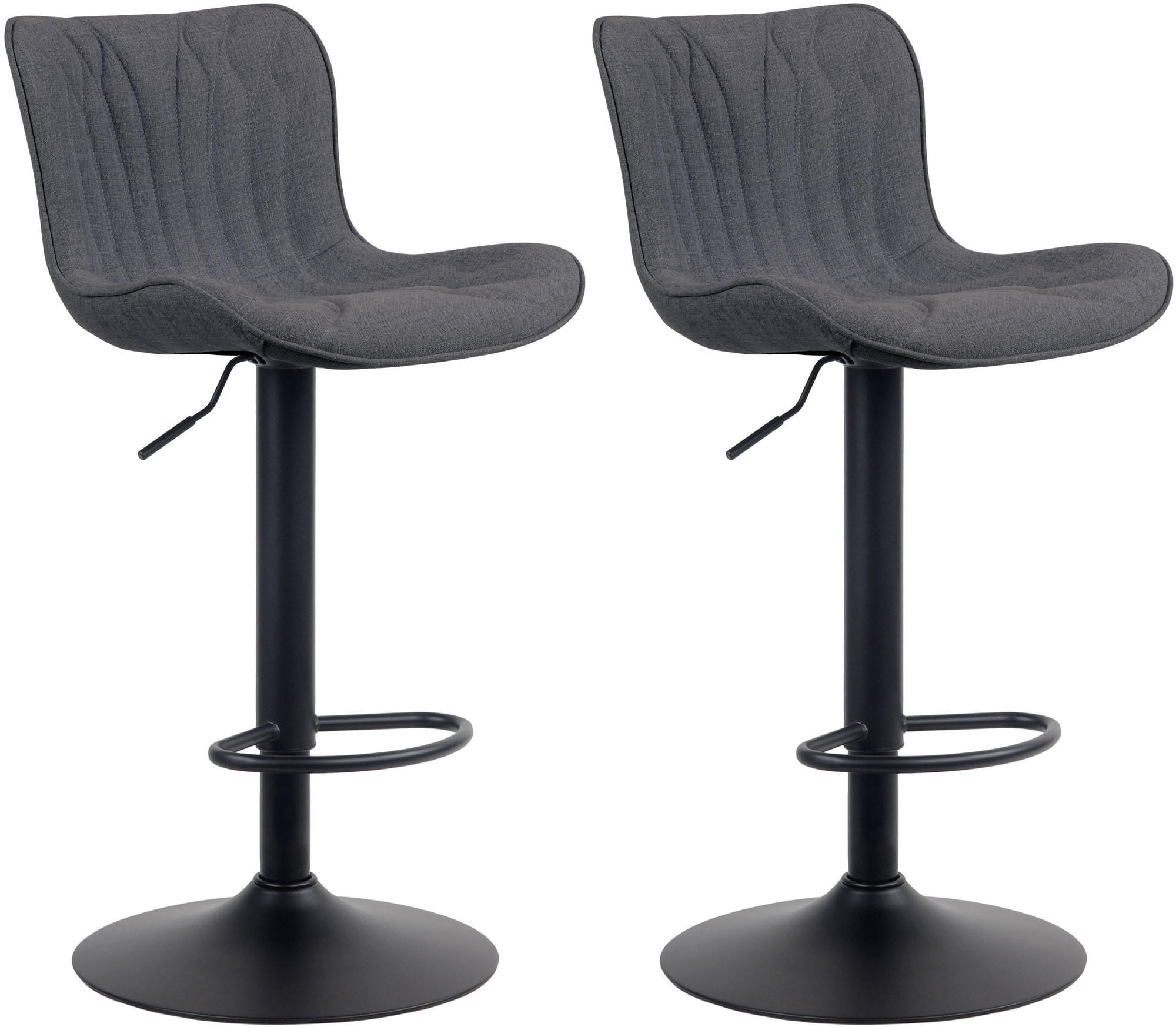 BARHOCKER 2er Set Stoff schwarz - Schwarz, Textil/Metall (48/83/54cm) - CLP
