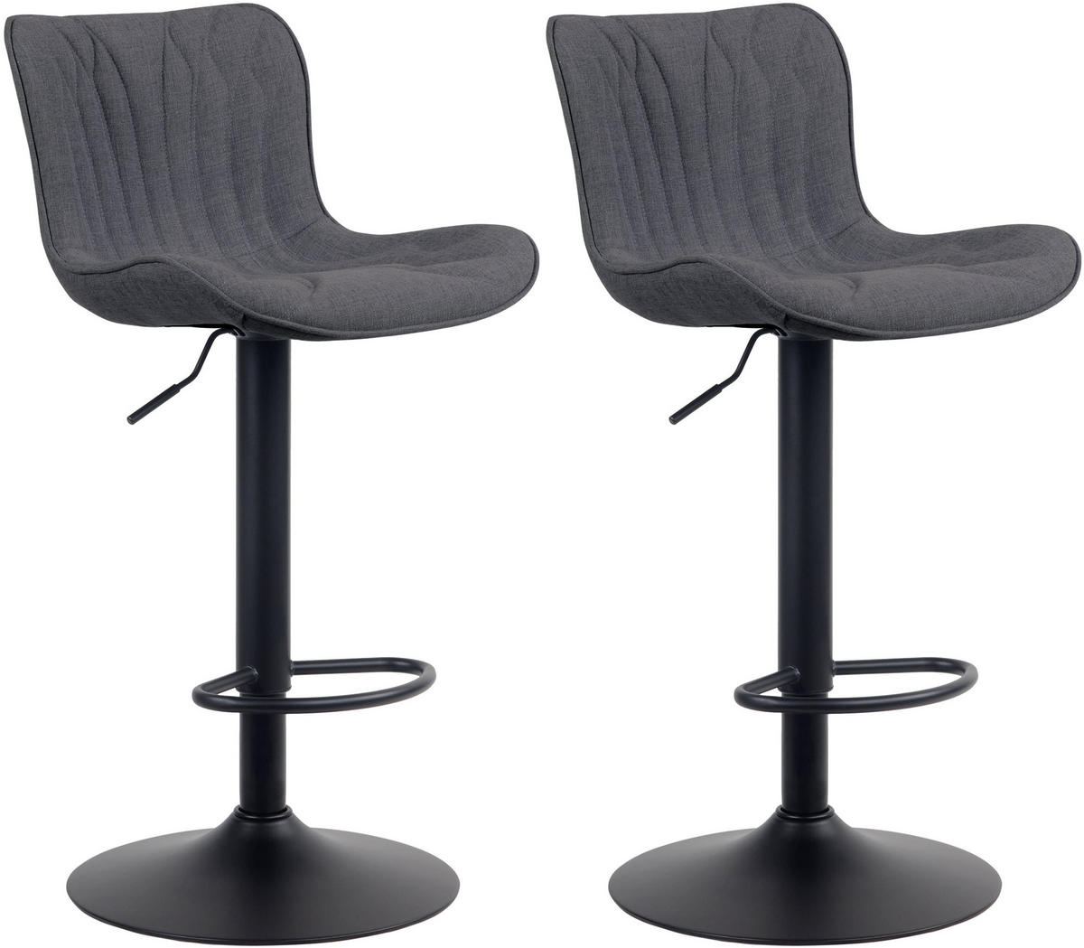 BARHOCKER 2er Set Stoff schwarz - Schwarz, Textil/Metall (48/83/54cm) - CLP