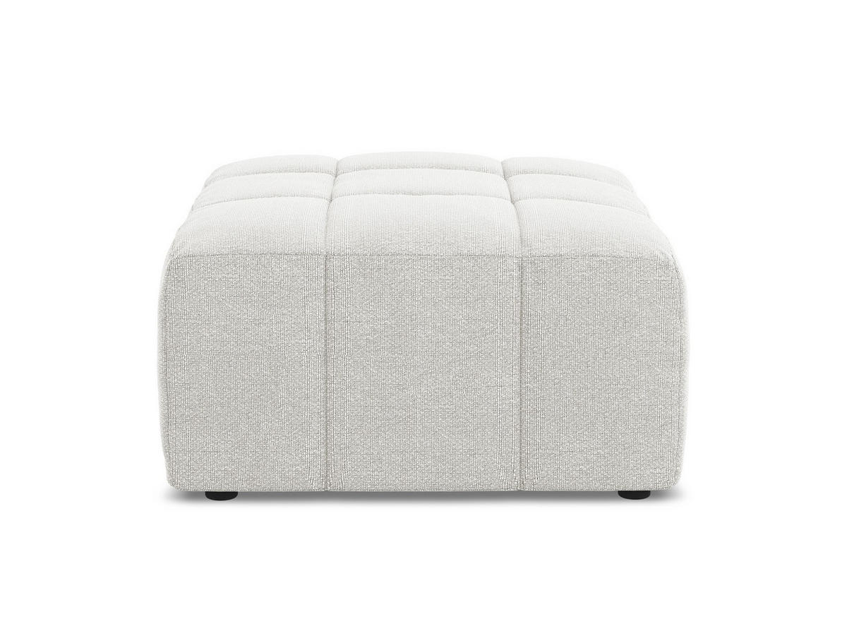 POUF Bouclé Stoff Weiß - Schwarz/Weiß, Holzwerkstoff/Kunststoff (75/41/90cm) - Makamii