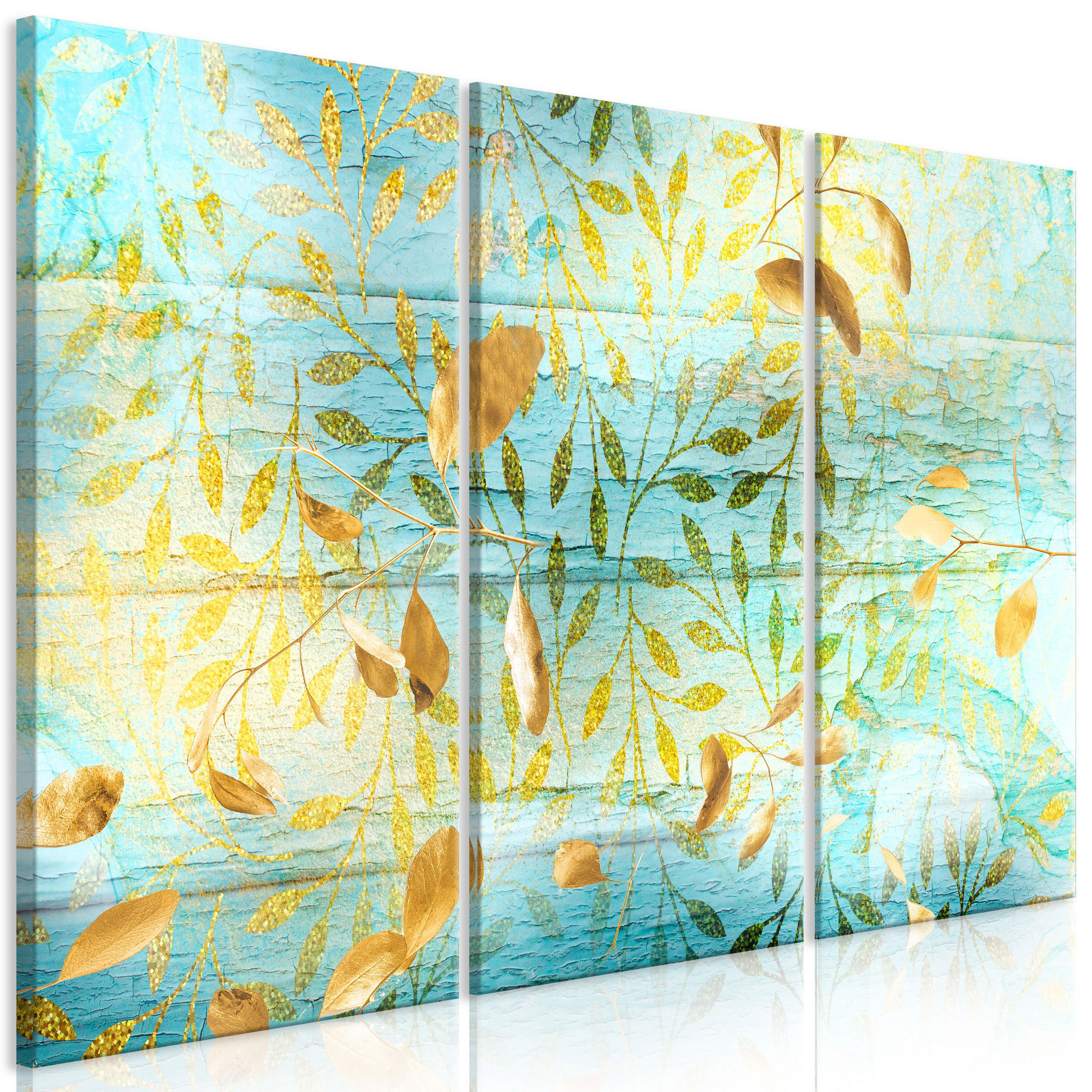 KUNSTDRUCK Blau 120/80 cm - Blau/Goldfarben, Textil (120/80cm) - KUNSTLOFT