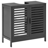 WASCHBECKENUNTERSCHRANK Bambus 60 cm Schwarz Missoula - Schwarz, Holz (60/60/30cm) - Beliani