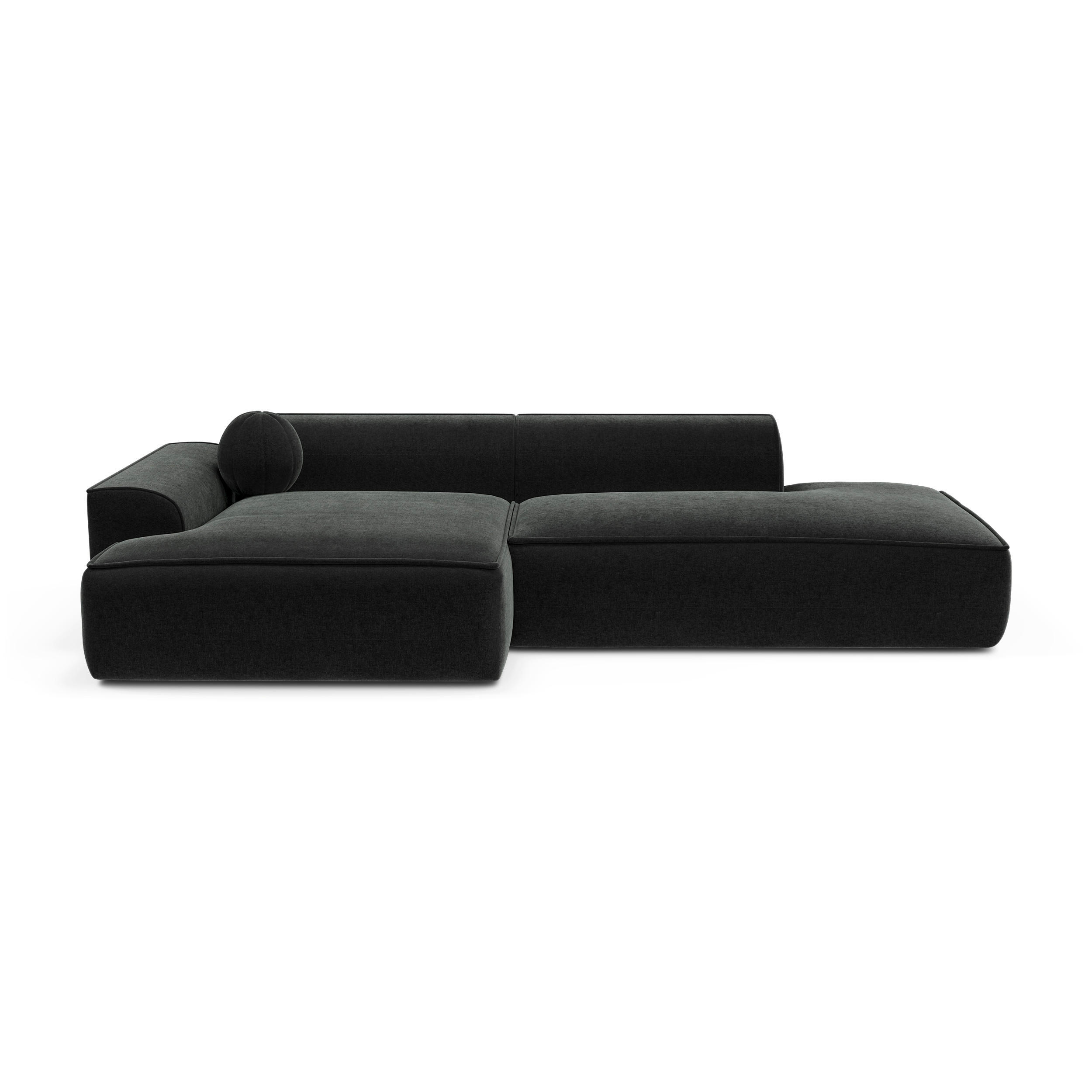 ECKSOFA LINKS Samt Dunkles Anthrazit 260cm - Anthrazit, Textil (155/260cm) - Sia Home