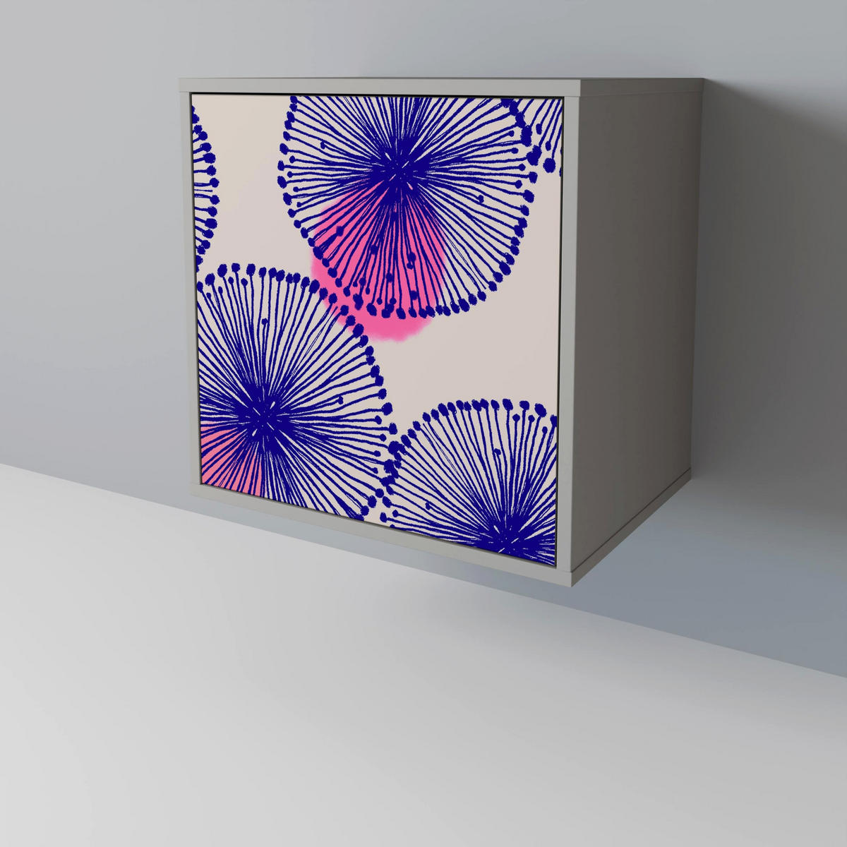 SIDEBOARD MAGIC NATURE, Grau, 57,5x42x75,5 cm, Goldfarbene Metallfüße - Goldfarben/Multicolor, Holzwerkstoff/Metall (57.5/75.5/42cm) - SpaceRebels