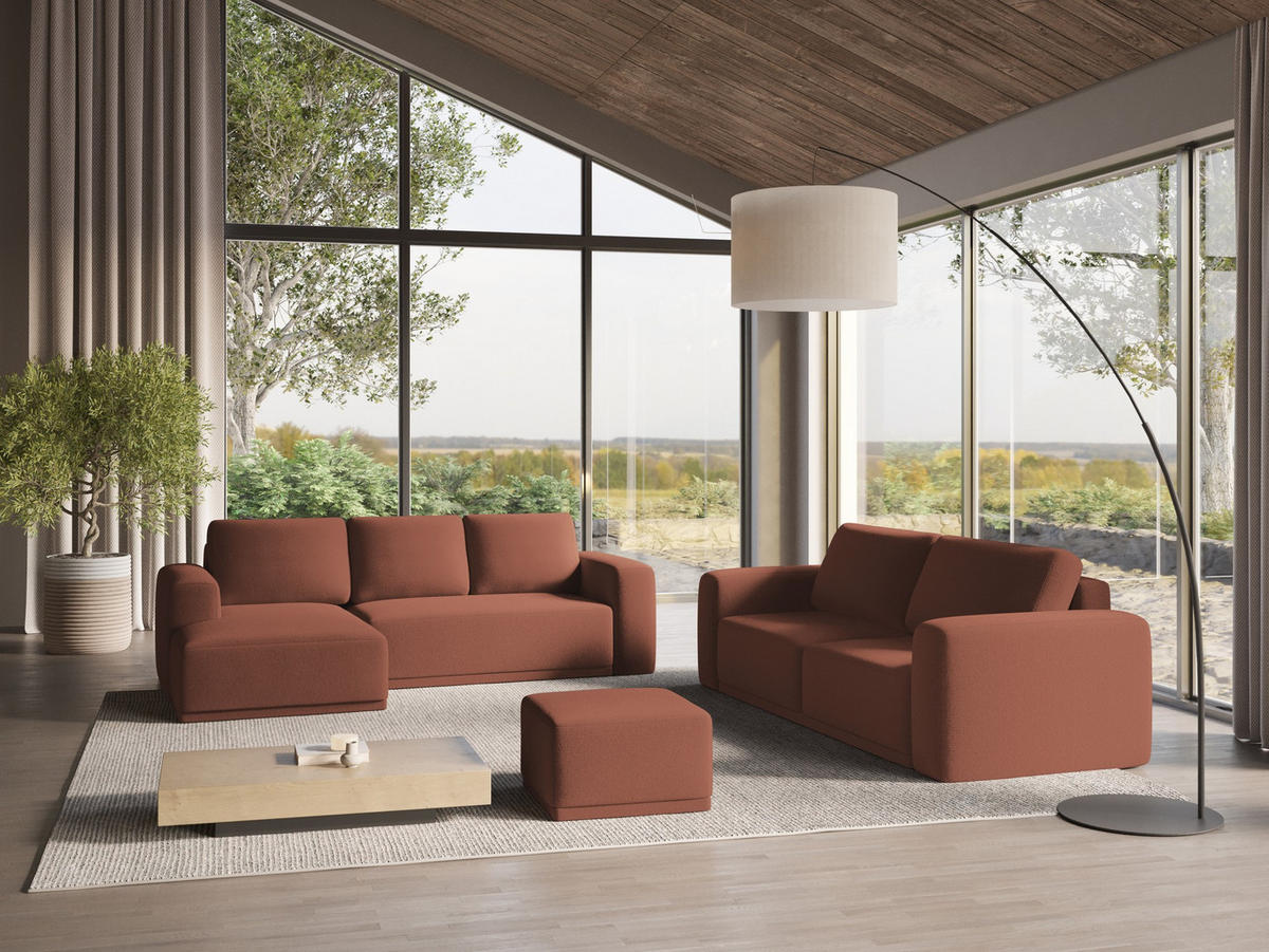 ECKSOFA mit Schlaffunktion Chenille Stoff Pink - Pink/Hellrosa, Kunststoff/Textil (160/258cm) - Makamii