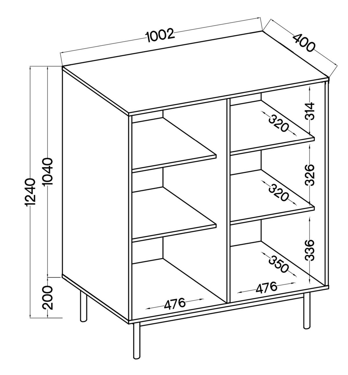 HIGHBOARD Neksto Eichenholzoptik 100 cm - Beige, Holz/Holzwerkstoff (100.2/124/40cm) - Selsey