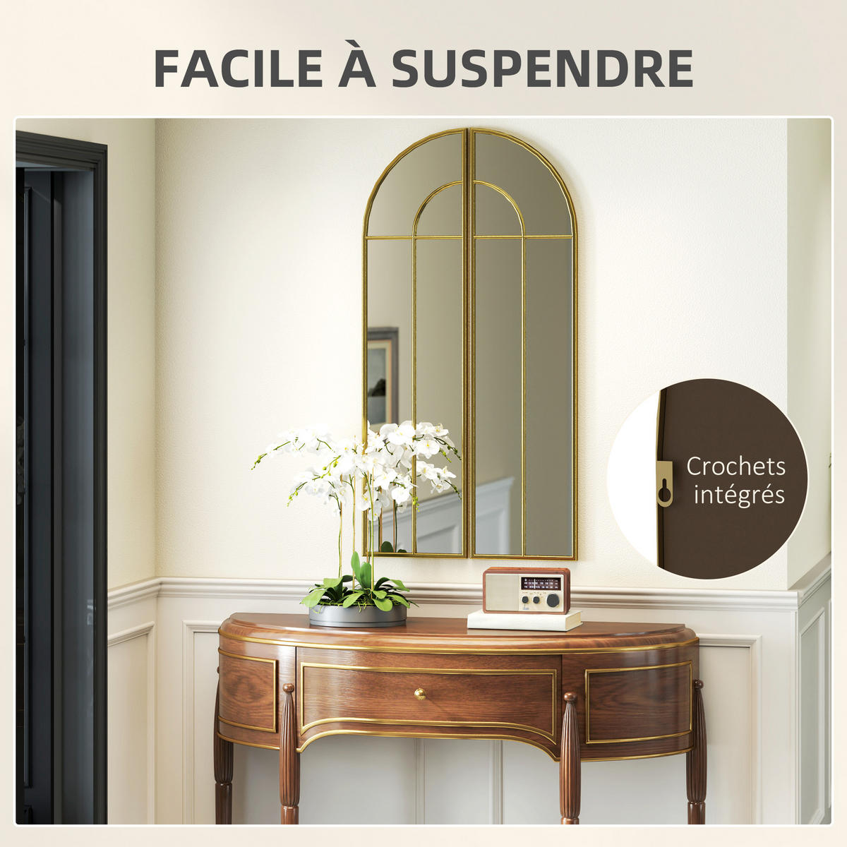 WANDSPIEGEL DE-14292 Bogenform 30x120 cm Gold - Goldfarben, Glas (30/120/3cm) - ComfortXL